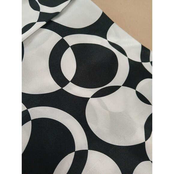 Roulette Satin Dress Black & White Retro Knee Length V Neck - Picture 4 of 6